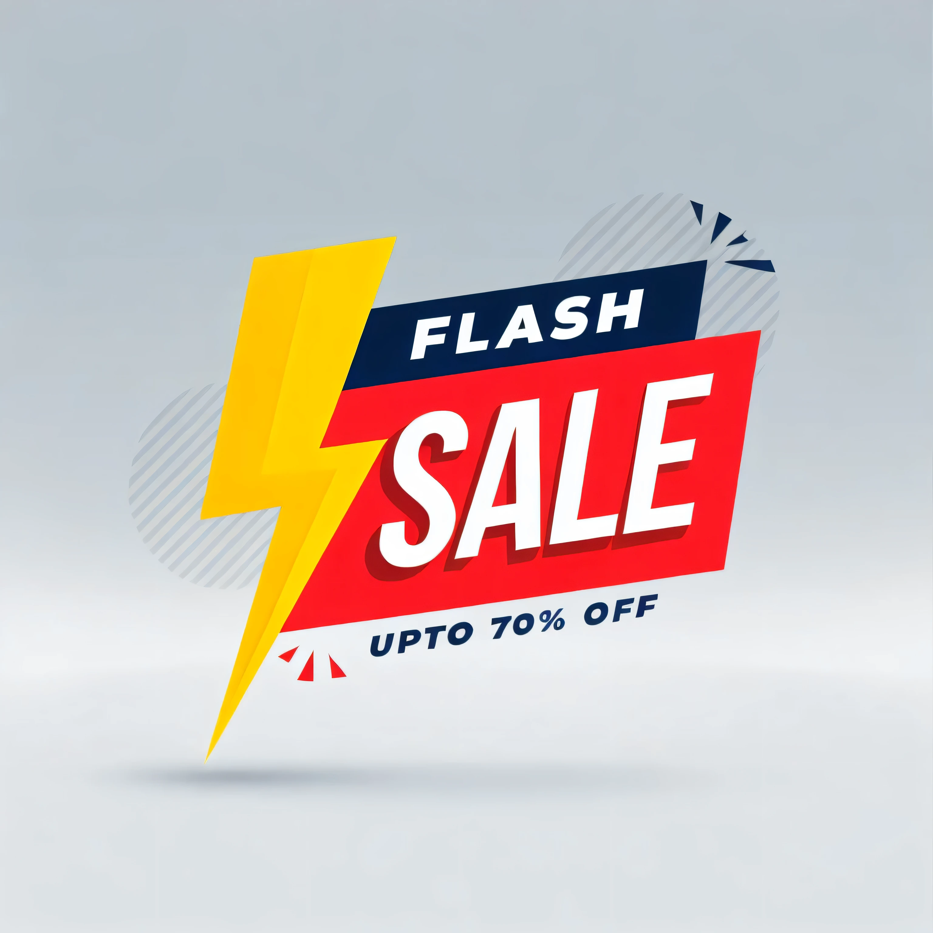 a picture illustration of a flash sale banner with a lightning bolt, flash image, best on adobe stock, flash lighting, flash, flashy modern background, flash photo, on grey background, on simple background, flash studio, yellow flash, sleek design, front flash, flash light, commercial banner, advertisement poster, flashes, off camera flash, direct flash, fast