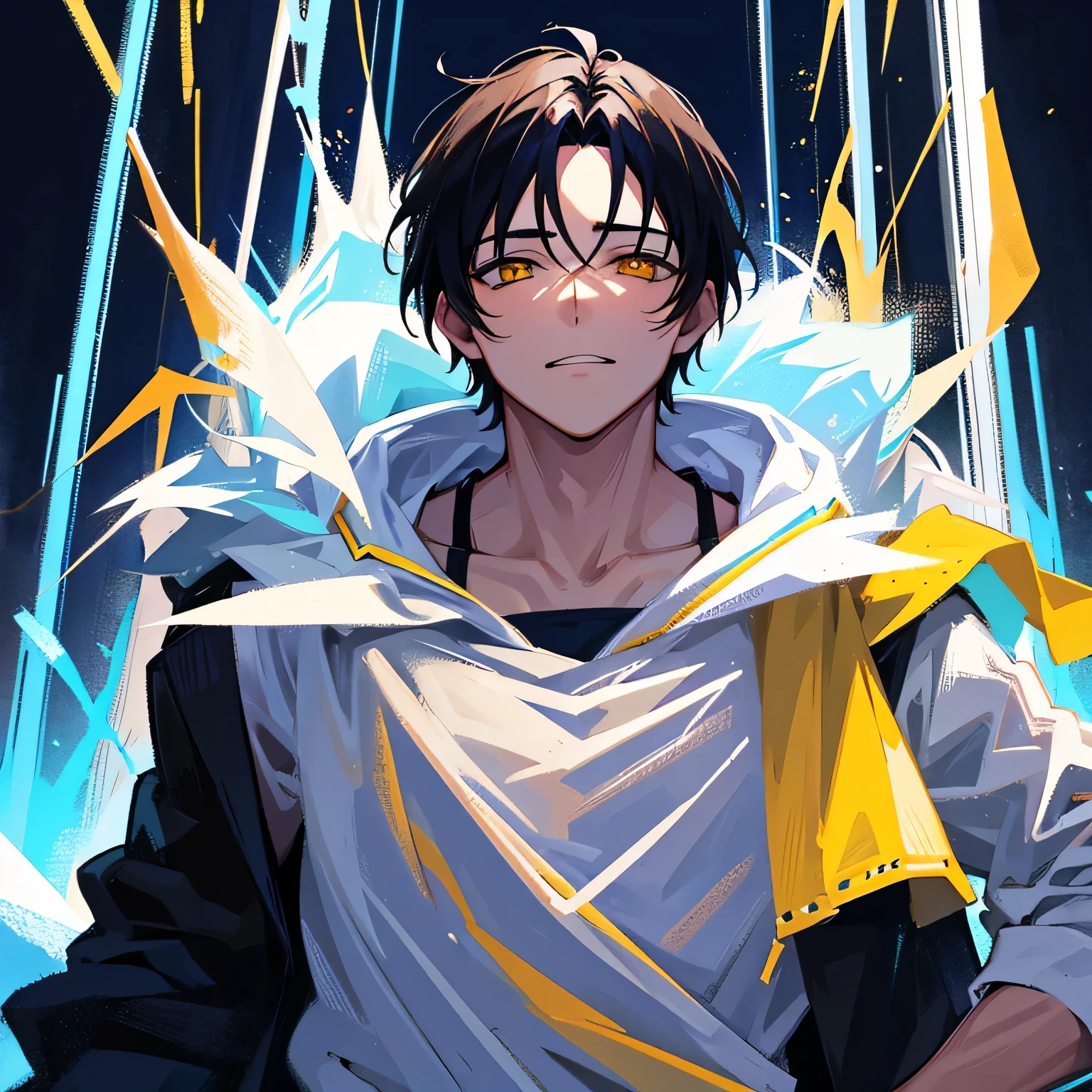 A boy with black hair and yellow eyes, he is so cold
