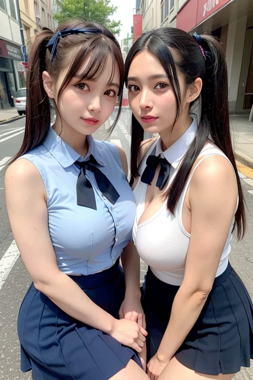 Very detailed、masterpiece、Highest quality、Ultra-high resolution、8K High Resolution、Photogenic transparency、Detailed eyes、Gradation、Perfect anatomical figure ,hard disk、Hmph , Nikon Z9 80mm Lens , Tabletop、Street in front of Tokyo Station、Standing model、shirt、(school uniform:1.5)、(((Skirts must be worn)))、(((Lift the hem of a skirt)))、Panty Focus、Too bright natural light、sunlight、(((While standing, She lifts her skirt to show her pussy to the camera.)))、(((Beautiful and white teeth)))、(((Raise your skirt higher and higher,Show your pussy to the camera)))、Ultra slim body、(Very large breasts、Cleavage:1.3)、Slim model body shape、Beautiful posture、Wearing a collar、Earrings、Earrings、((Navy Blue Skirt))、A large number of people、Erect nipples、ponytail,shaved pussy、In front of a crowd、navel piercing、choker、Mass exposure