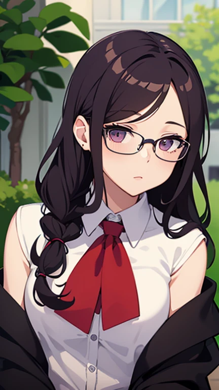 Close-up of a woman with rosa hair wearing glasses, obra de arte en estilo retrato realista kawaii, inspirado en Seihiko-kun, glowing rosa face, rosa girl, hermoso retrato animado, rosa glasses, glowing rosa eye