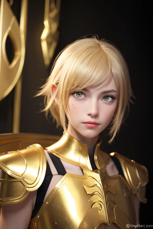 ((highest quality)), ((masterpiece)), (be familiar with), perfect face, ((thin eyebrows)), broken city, evening, Close-up of a person in a gold costume holding a sword, unreal engine render Saint Seiya, Saint Seiya,  8K octa rendering photo, zodiac girl, portrait zodiac sign, god brand, gilgamesh, Wearing golden armor, portrait of magical blonde prince, Wearing golden armor, very detailed fan art, Original Anime Drawings, golden headdress, Tokyo at night