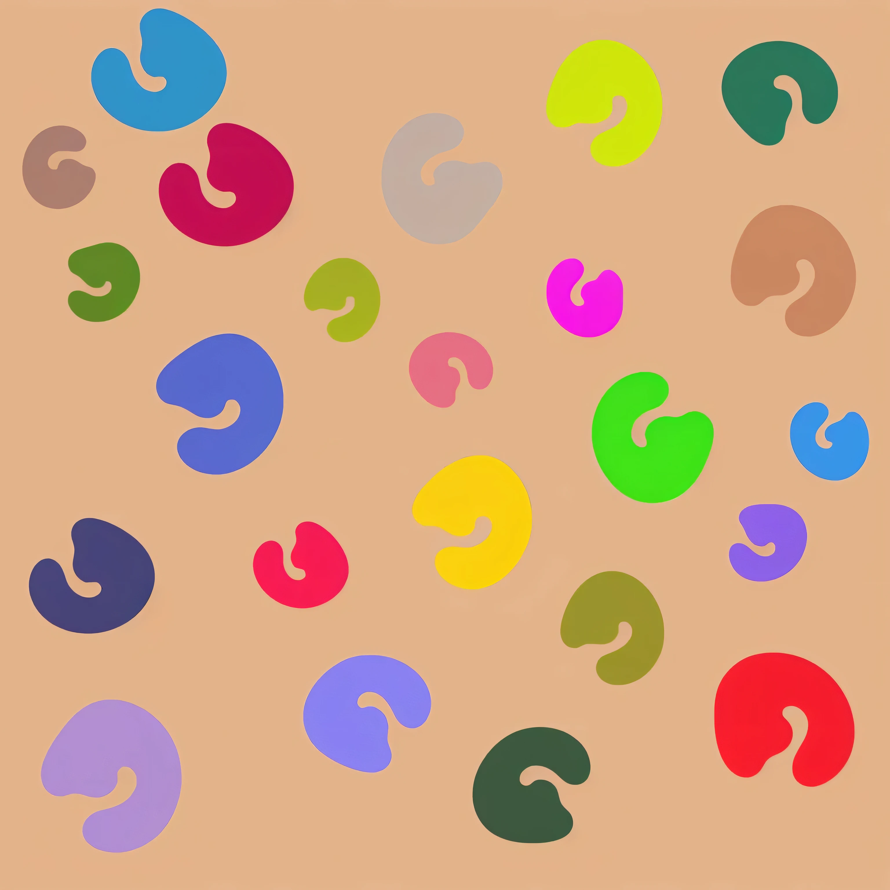 a close up of a colorful pattern of numbers on a brown background, colored spots, many colors in the background, background colorful, in a shapes background, color splotches, inspired by Jean Arp, abstract flat colour, coloured background, colorful picture, pastel simple art, colorful palette illustration, colored background, splotches, colorful dots