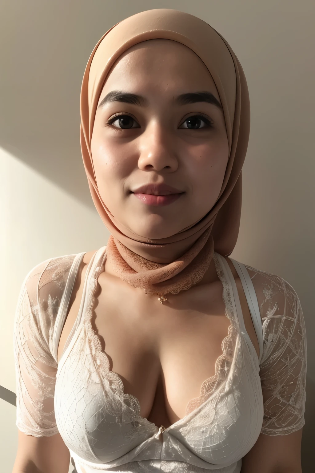 ((Open mouth)), Naked singlet (((HIJAB MALAY GIRL))), masutepiece, High quality, UHD 32K, Realistic face, Realistic skin feeling , A Japanese Lady, , , Very cute and baby-like face, (((FLAT CHEST))), (MATRIX WORLD), ((look In front at the camera and SADNESS)), ((())), (((CUTE GIRL))), ((BROWN LIPS)), ((LIGHT RAINBOW LACE)), ((CHUBBY)), (undress, bra,