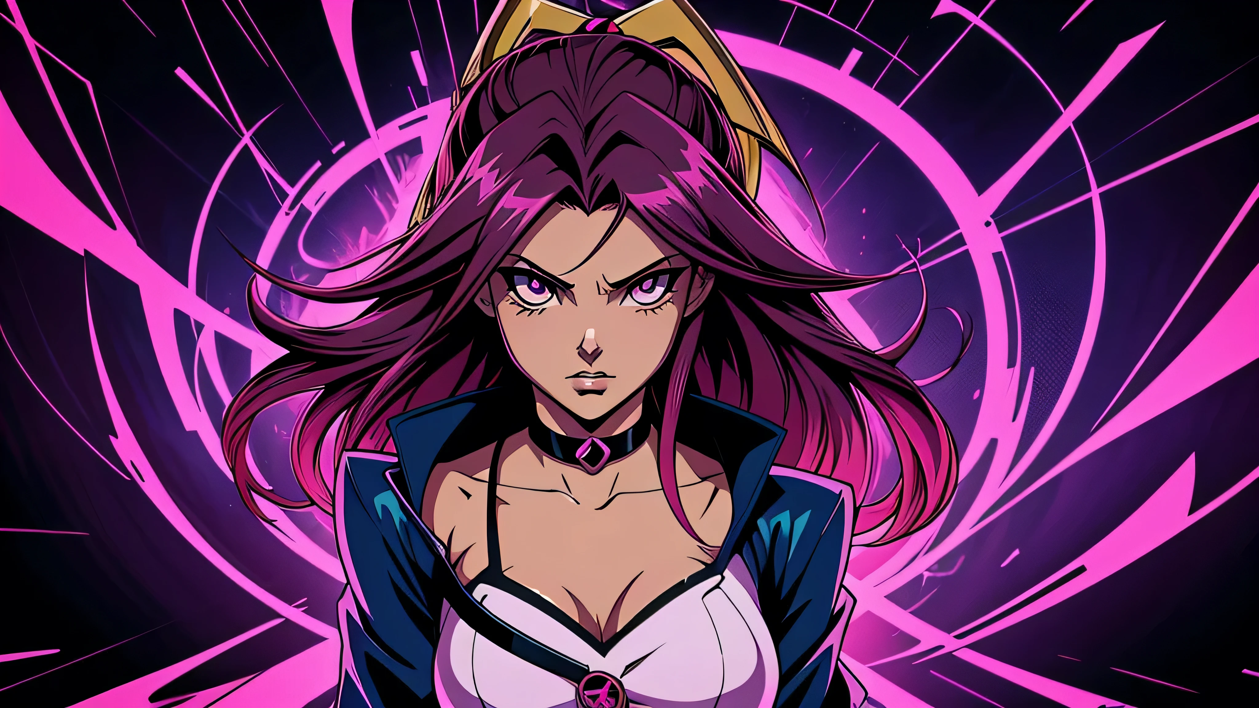 garota de anime, corpo inteiro, maga do tempo, yu-gi-oh, ta, Capa do álbum Anime Phonk Brain Sick, musica, ondas sonoras, com cores vermelho e preto neon