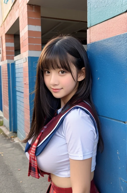 A cute high school girl with big breasts