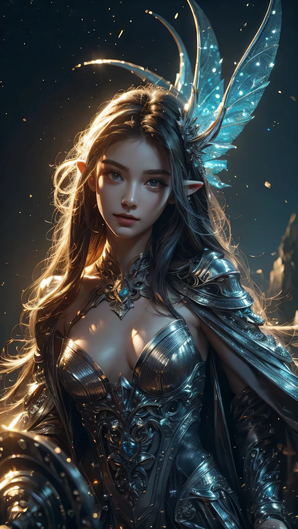 (Best quality, 4k, High-resolution, Masterpiece:1.2), Ultra-detailed, Realistic, Radiant lighting, Epoch Elves, Portraits, Fantastical colors, Fine art, Ethereal beings, Dreamlike, Whimsical creatures, Detailed facial features, Glowing eyes, pointy ears , Elven beauties, Ethereal glow, Mythical creatures, Harmonious composition, Dazzling colors, Stunning visual effects, Otherworldly appearance, Mesmerizing artistry, 