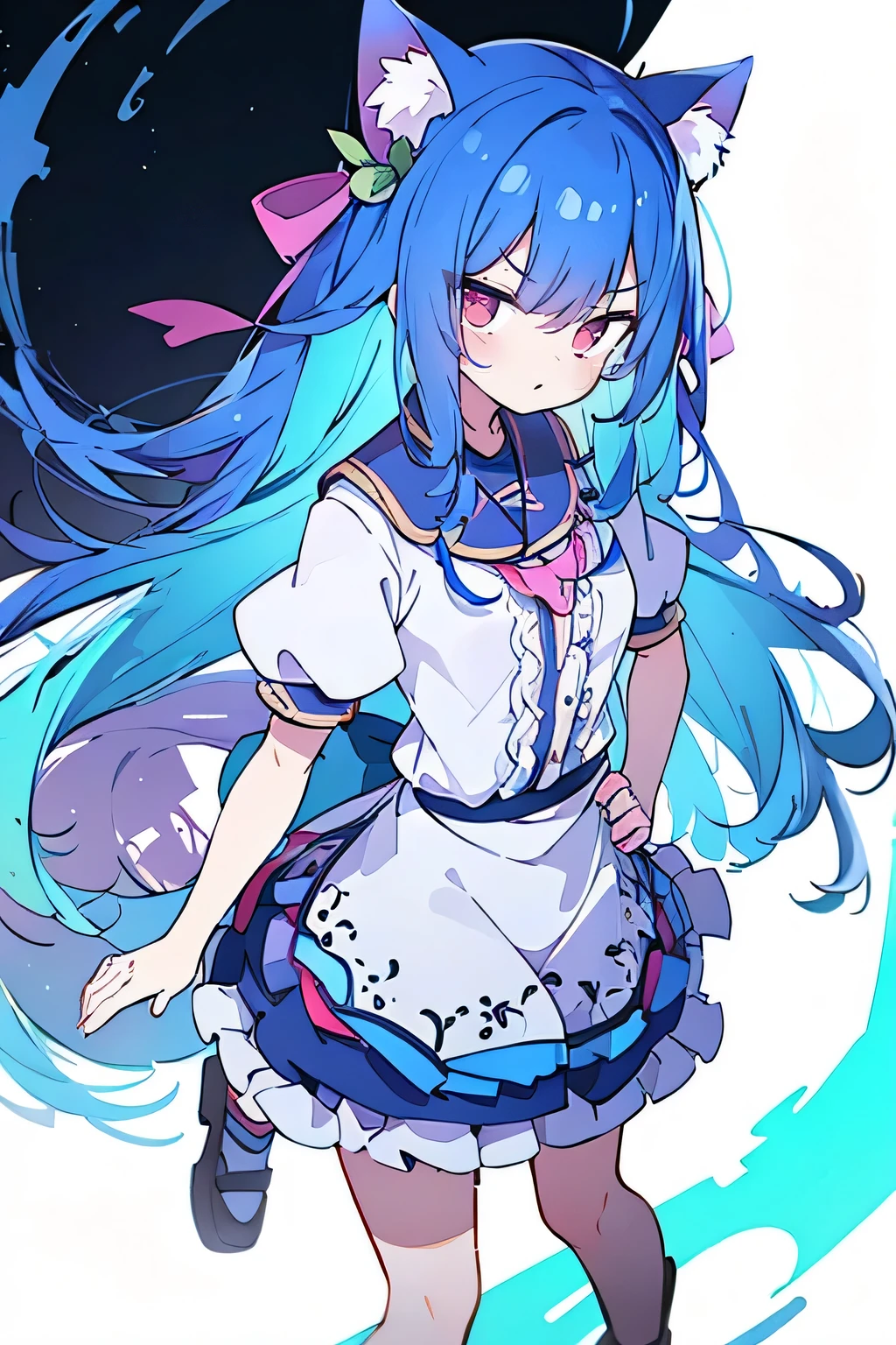 (masterpiece),best quality, expressive eyes, perfect face, 1girl,
Put your hands on your waist,fair, Gorgeous,Japanese cartoons,girl,lola,Hina Angel, blue hair, blue haired, floating clothes,Grab your waist, Grab your waist, hands on hips , hands on hips,sit, sit on ground, Legs on the ground, flat chest,cat ear,