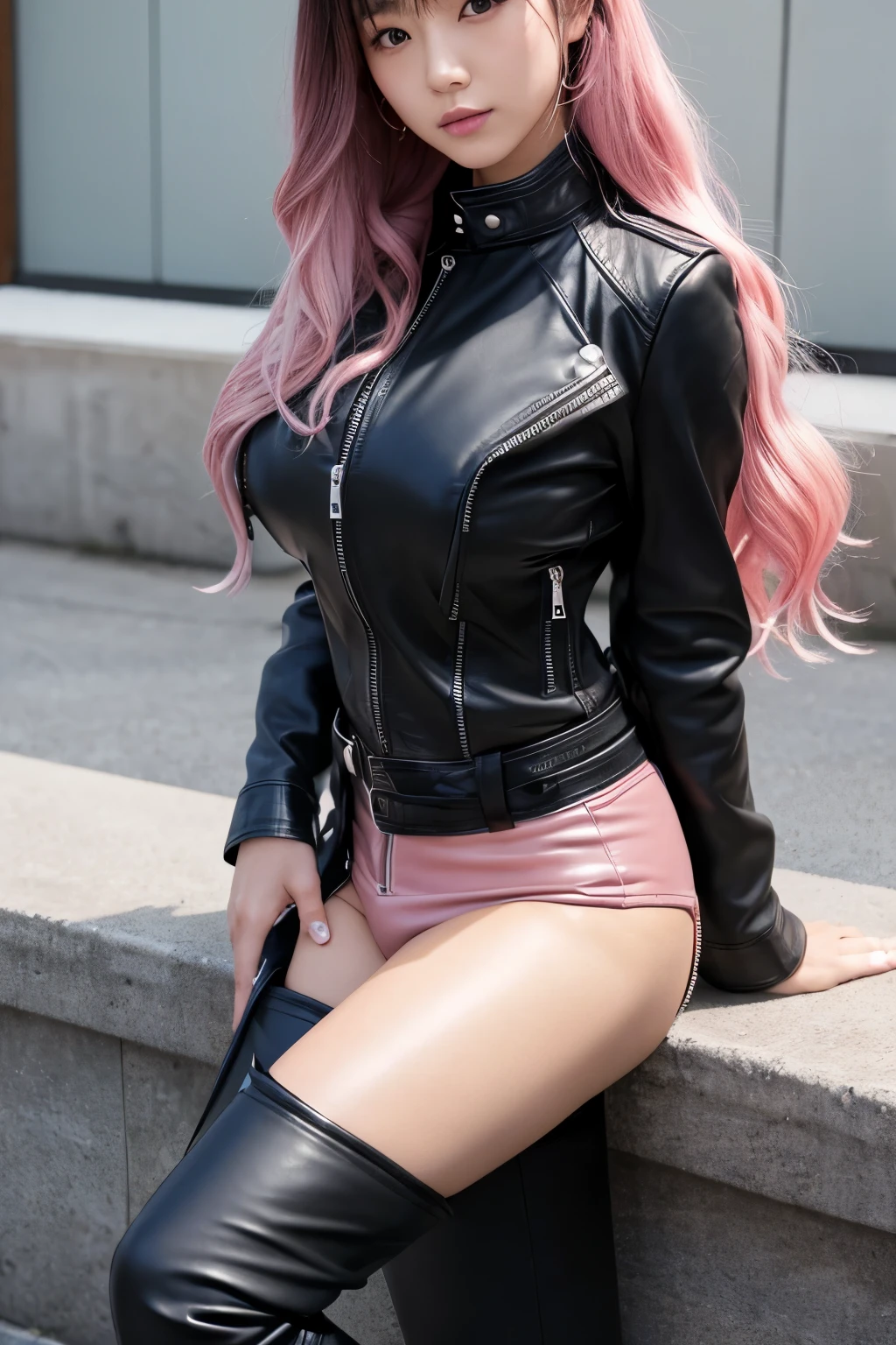 Sexy girl, long pink hair, tight miniskirt, plain tank top, prominent nipples, blck shirt, sitting in a sexy pose on a park bench, touches her pussy, caresses her pussy, open pussy, fluids, sexy, lascivious, legs spread, oil painting, chiaroscuro, sensual and dramatic lighting, moody atmosphere, photorealistic, intricate details, masterpiece, ultra detailed, high quality, 8k, best quality, realistic, cinematic, dark and brooding, expressionist, powerful composition, emotional impact, art inspired by Bill Sienkiewicz