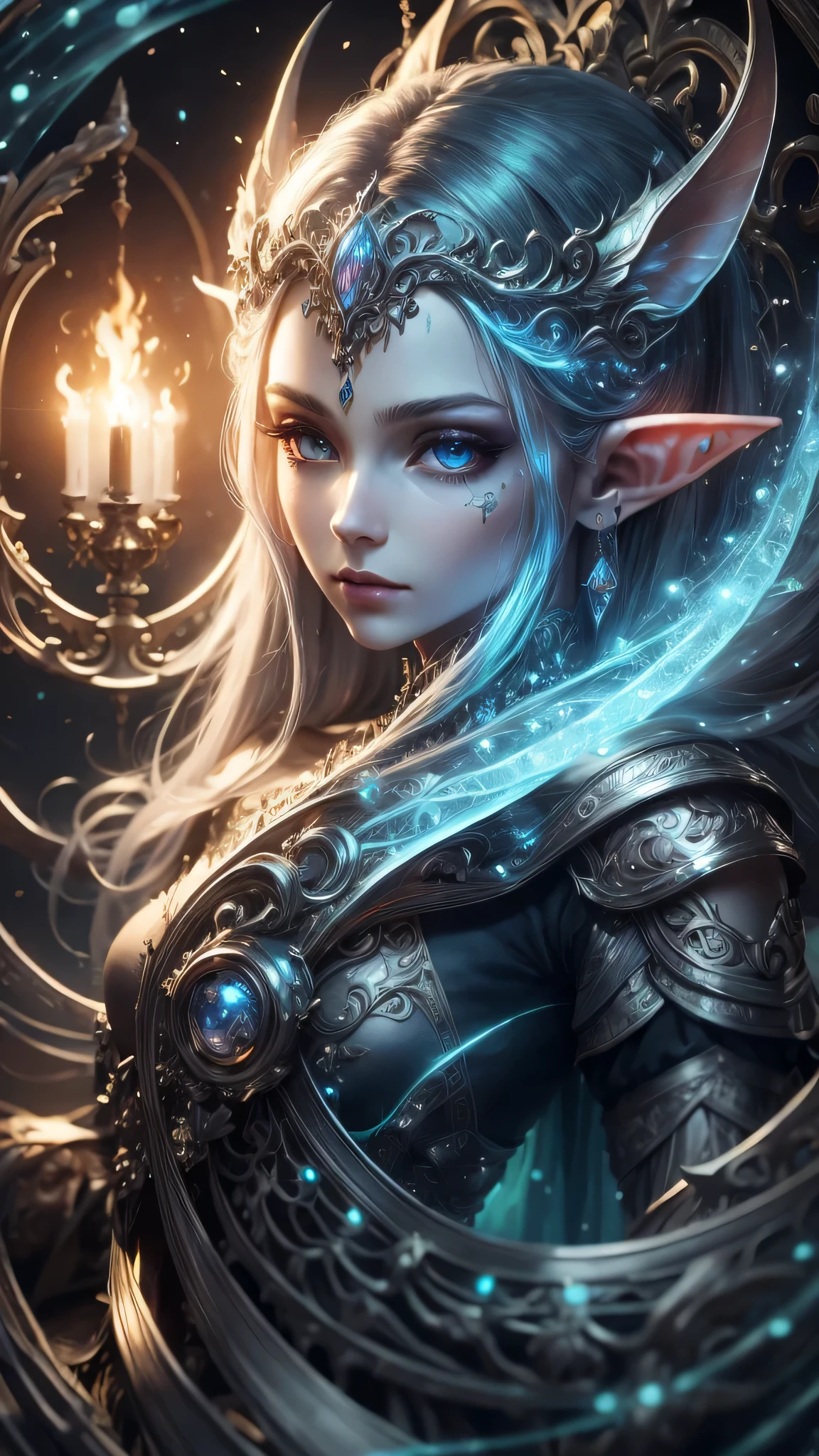 (Best quality, 4k, High-resolution, Masterpiece:1.2), Ultra-detailed, Realistic, Radiant lighting, Epoch Elves, Portraits, Fantastical colors, Fine art, Ethereal beings, Dreamlike, Whimsical creatures, Detailed facial features, Glowing eyes, pointy ears , Elven beauties, Ethereal glow, Mythical creatures, Harmonious composition, Dazzling colors, Stunning visual effects, Otherworldly appearance, Mesmerizing artistry, 