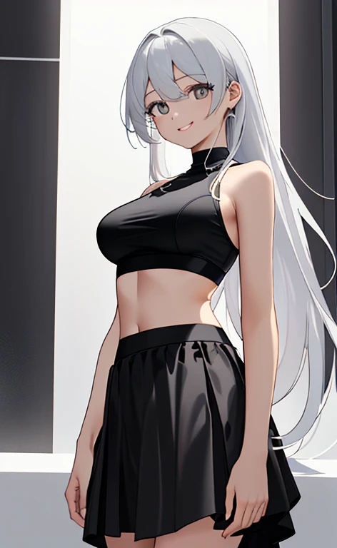 (dark skin,Silver Hair,Fox Girl),(Perfectly detailed face),(Young) ,(camisole,mini skirt),(((skirt lift))), (((Black underwear))),sweaty,Smirk,High resolution, masterpiece, Highest quality, High resolution