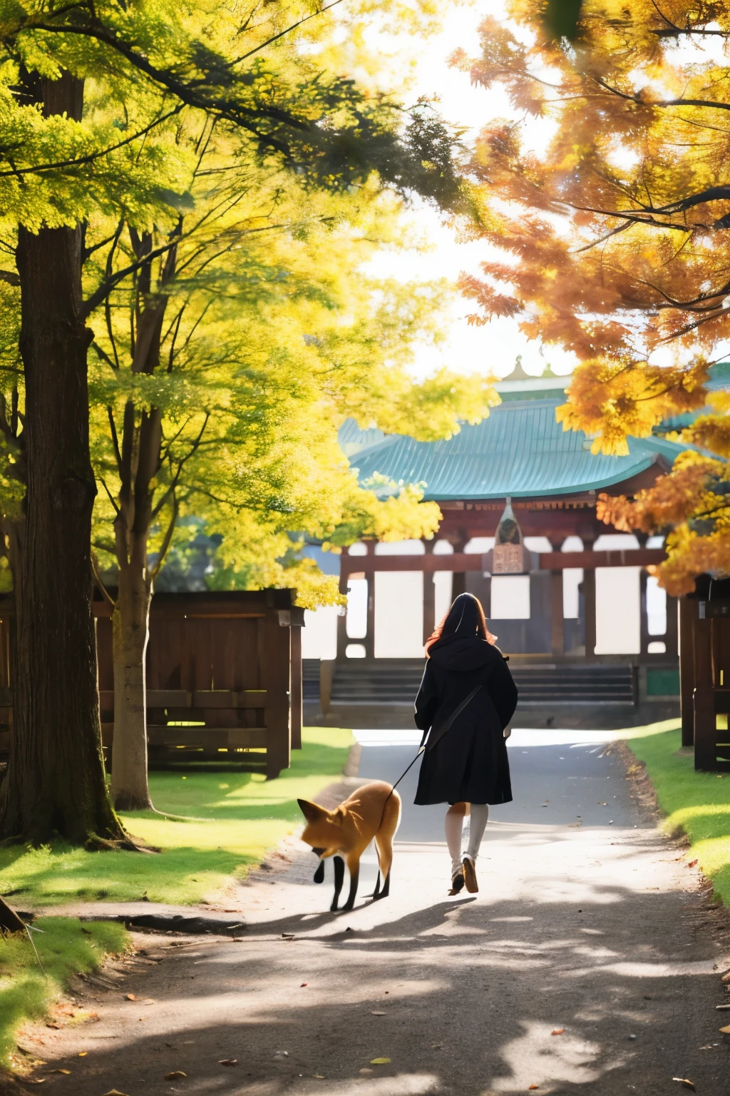 A fox walking from the shrine