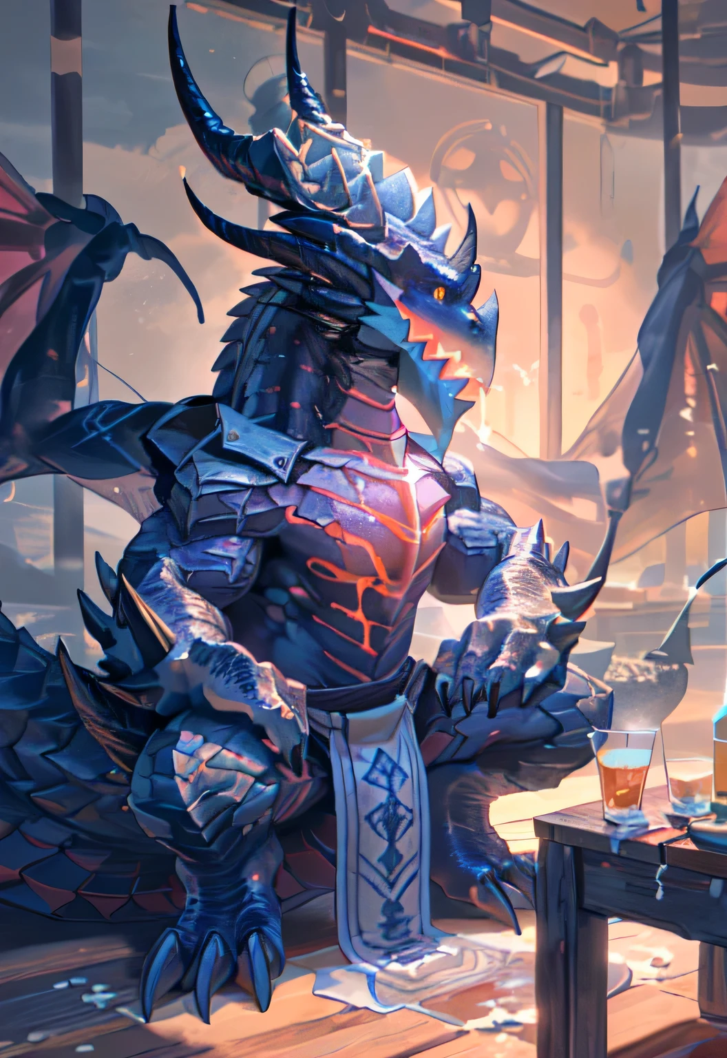 alone, (muscular), (Male human dragon):1.3, Bright scales, (Kamimei):1.3, (Common:1.4) (prayer):1.23, (，Wearing a short white loincloth）, exquisite eyes, lizard tail,A pair of dragon horns, A pair of dragon wings, (exquisite eyes，stripe，sharp claws，Cute animal paw，Sticking out tongue，careless person，Liquid spilled all over body，Air leakage in lower body，Fluid leaking from the lower body，Milk spilled all over the floor，glowing eyes):1.1, (in the room:1.35), In the bedroom，Squatting on the bed，dim，be licked，enjoy，obsessed， Face turned red，collar，Submit to，caress，drunk，Smile，enjoy，looking at camera，Submit to，having fun，Detailed background，realistically，realistic hand，8k high dynamic range，（shadow，wide dynamic range，high dynamic range，emphasize：1.2）