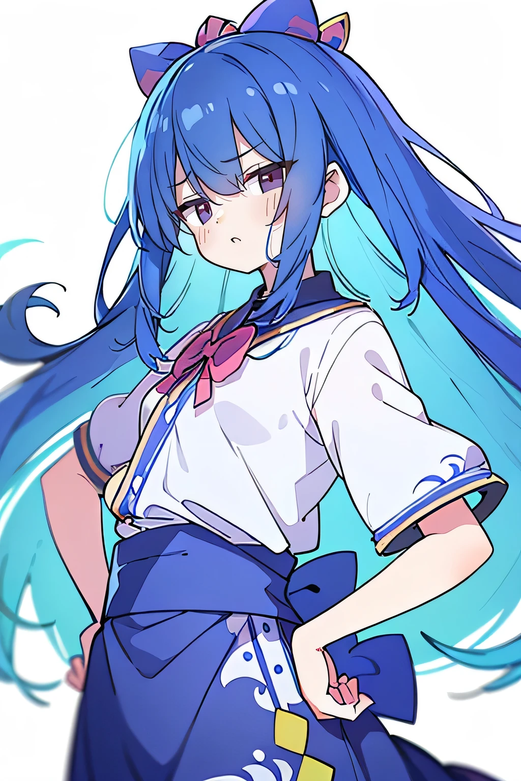 (masterpiece),best quality, expressive eyes, perfect face, 1girl,
Put your hands on your waist,fair, Gorgeous,Japanese cartoons,girl,lola,Hina Angel, blue hair, blue haired, floating clothes,Grab your waist, Grab your waist, hands on hips , hands on hips,flat chest