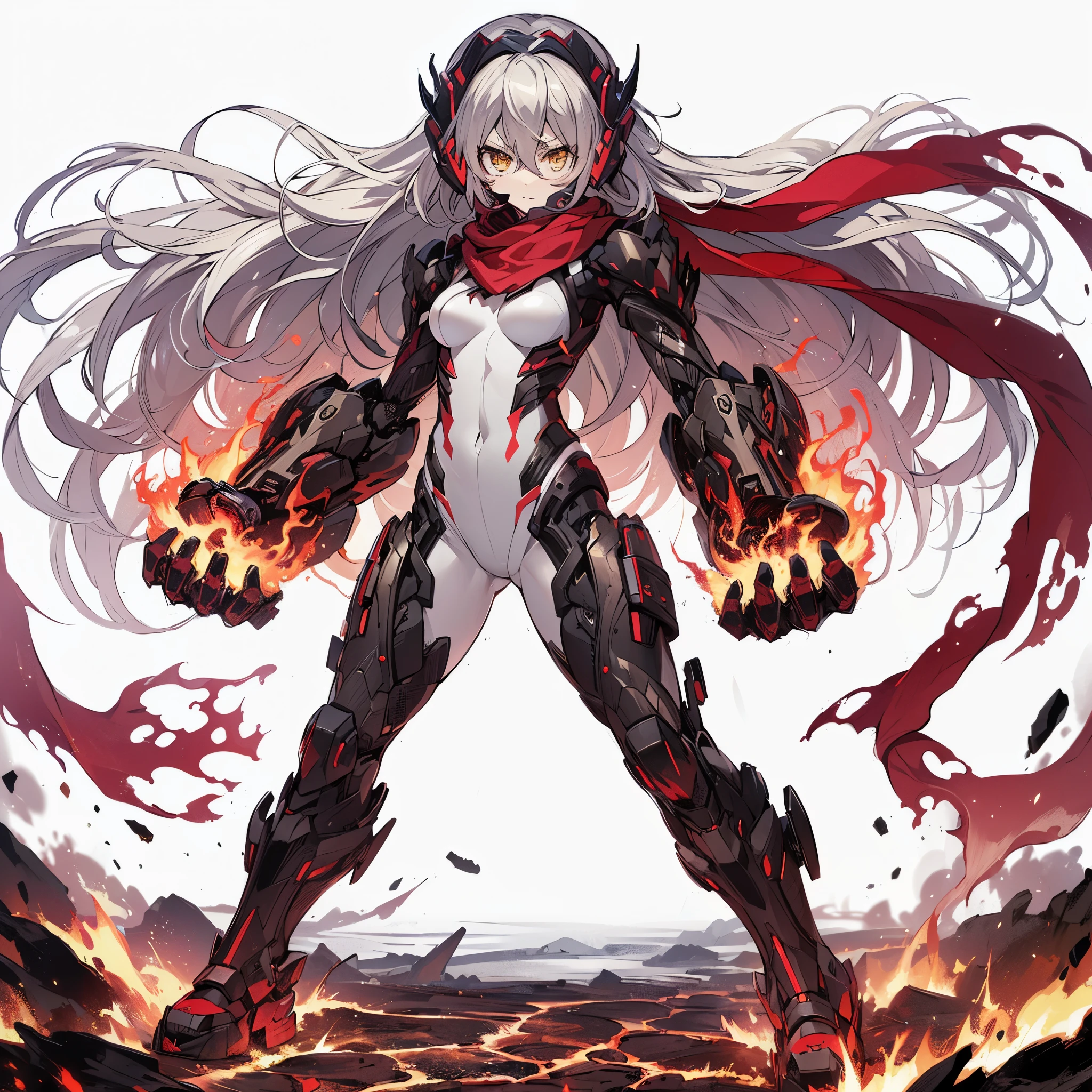 ((full bodyesbian)), (Simple background), 1girl, ((High resolution)), (simple background), (white backgrounid:1.3), A Monster Girl inspired by the Berserker from Gears of War. She has a powerful, muscular frame with thick, resilient skin that can withstand most attacks. Her eyes are blind but glow with a fiery intensity, and she navigates by keen senses of hearing and smell. Her hair is wild and dark, flowing around a fierce face with sharp, monstrous features. Her outfit is a blend of practical armor and ragged clothing, barely containing her immense strength. She stands in a challenging pose, hands on hips, exuding a terrifying yet captivating presence, with a full-body depiction.