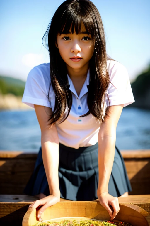 ((1 female: 1.5)), (anatomically correct proportions), (sexy proportions), ((Attractive poses for men)), detailed face, fine hair, fine skin, (( small face: 1.2)), (no makeup), ((short torso: 1.2)), thin waist, (small ass), ((1 screen)), (8K), RAW shooting, highest quality, ((masterpiece)), realistic pictures, above the knee shot, (Cute face like a Japanese idol), 18 year old girl, ((Heavy rain day: 1.8) ), ((High school girl sitting on a bench in schoolyard crying: 1.8 )), (((look away from the camera))), (((Looking down and crying: 1.8))), (((Tears flow from the eyes: 1.5))), (The collared blouse is white: 1.2), (((Rain Blouse: 1.8))), ((Comes with a sheer, stretchy blouse: 1.5)), ((not wearing a bra: 1.5)), (Loosely tied uniform ribbon: 1.5), ((shadow of nipple: 1.8)), (((Skirt wet: 1.5))), ((wet hair: 1.5)), ((wet bangs: 1.5)), sad expression