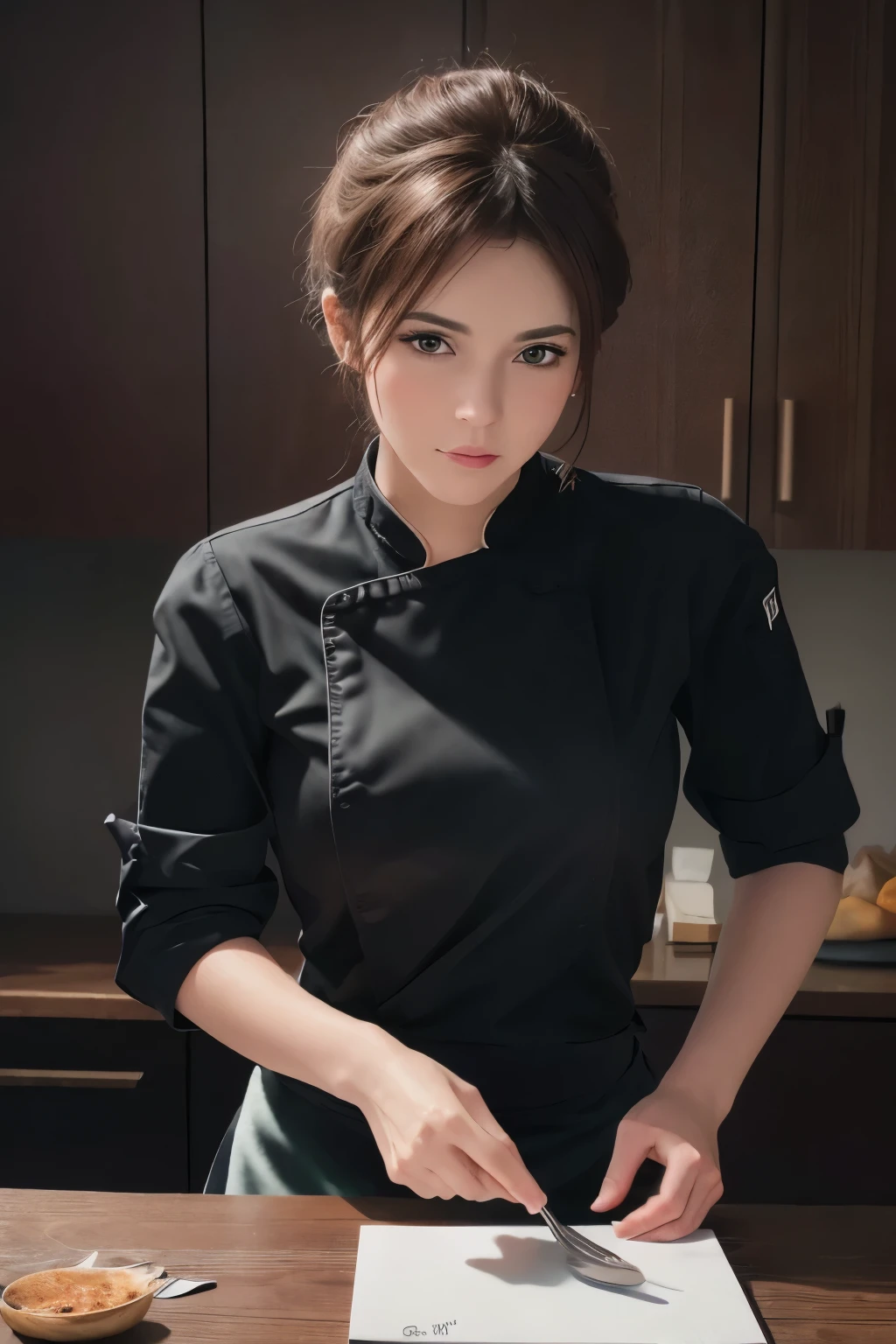 (chef-d&#39;artwork:1.3), (8K, photorealistic, Photo brute, best quality: 1.4), (1fille), beau visage, (realistic face), (cheveux noirs, cheveux courts:1.3), belle coiffure, Realistic eyes, Beautiful detailed eyes, (realistic skin), belle peau, (pull-over), absurdes, attractif, ultra haute résolution, ultra realistic, Very detailed, nombre d&#39;or