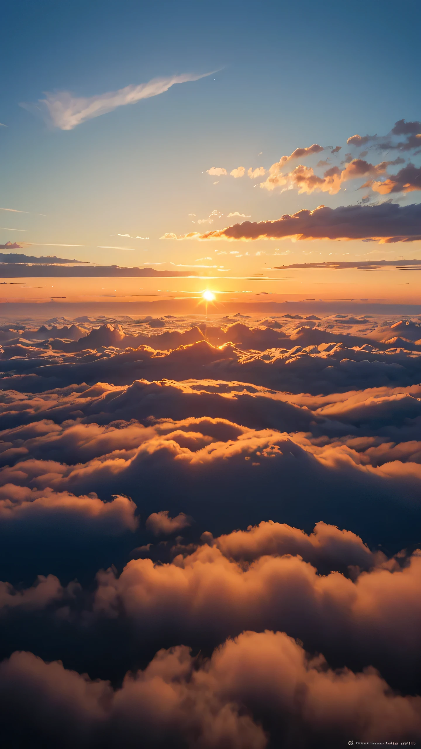 Highest image quality,fantasy,sea of clouds,sunset
