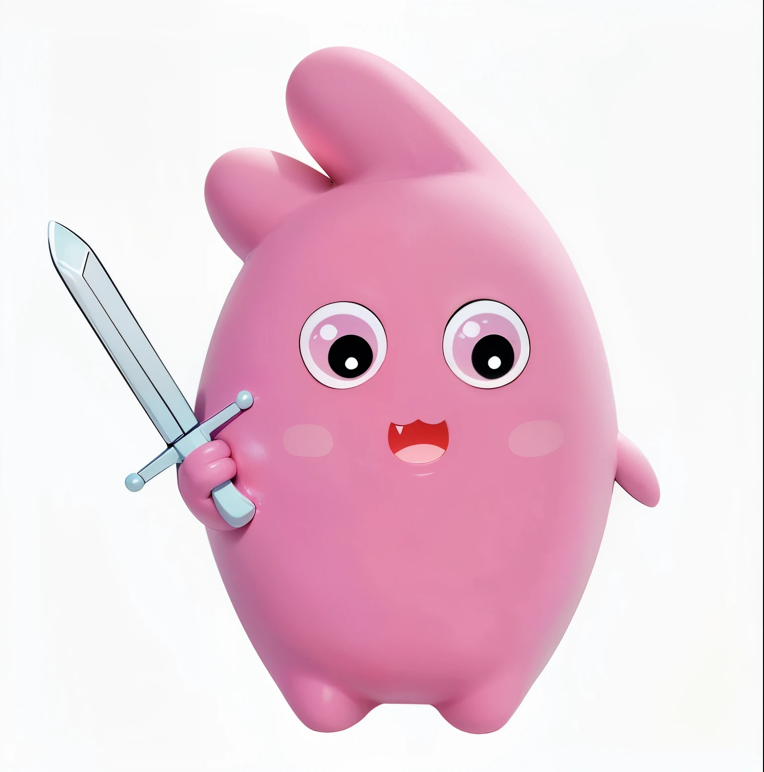 Blind box toy style,A cute doll,cute face,holding a sword,Three-dimensional body,high quality