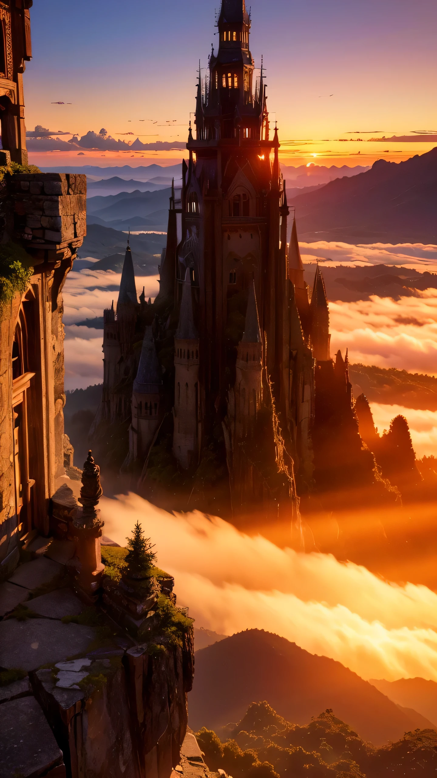 Highest image quality,fantasy,magnificent scenery,sunset