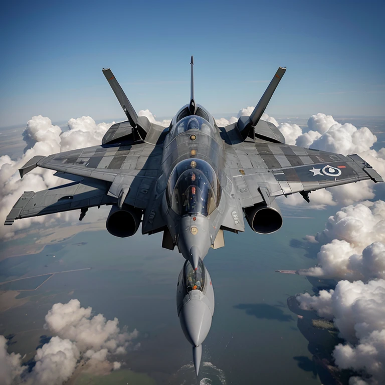 fighter jet in war full of enemy