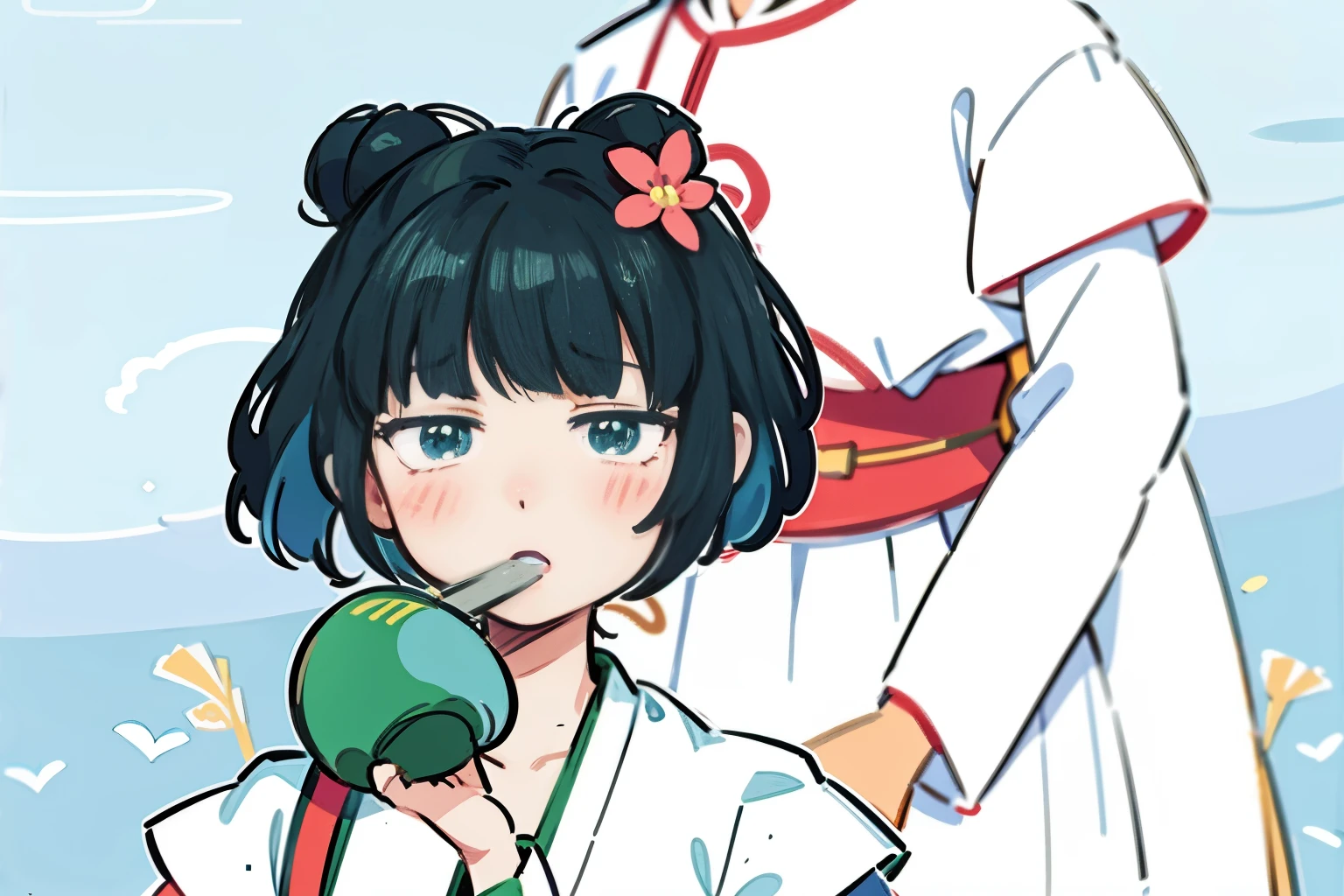 There is a cartoon,A woman holding a green wallet, Japanese animation style, Japanese anime style, Kitagawa Kataro style, Inspired by Nishikawa Yunobu, inspired by Suzuki Harunobu, Japanese cartoon style, through new art, Inspired by Rumiko Takahashi, Ghibli anime style, Inspired by Kitagawa Utamaro