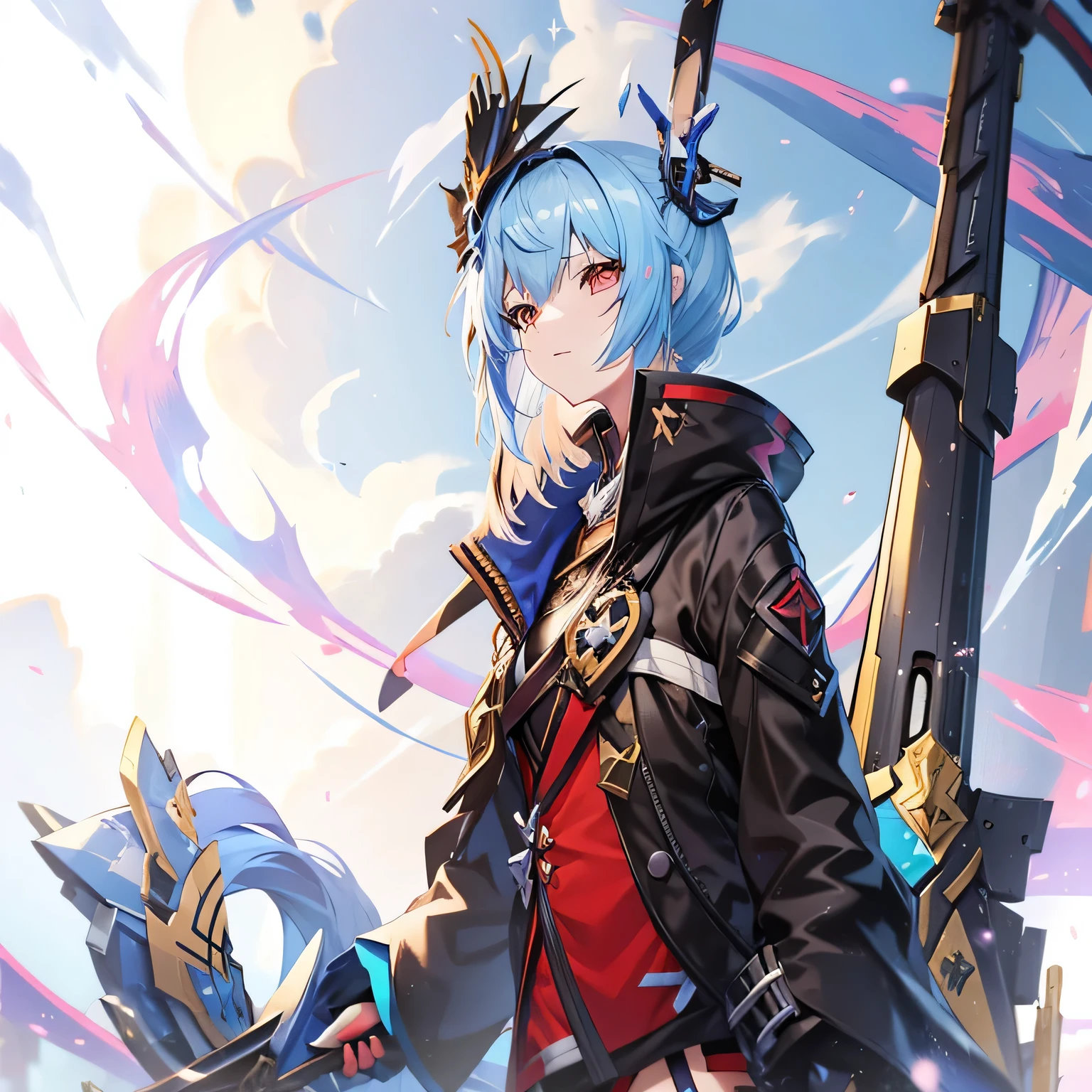 Anime girl with blue hair and sword in a field, from arknights, keqing from Genshin impact, Genshin, Genshin impact character, arknights, Detailed anime original drawing, From the Azur Lane video game, Genshin impact style, Genshin impact, zhongli from Genshin impact, From Dolls Frontline, girls frontline universe