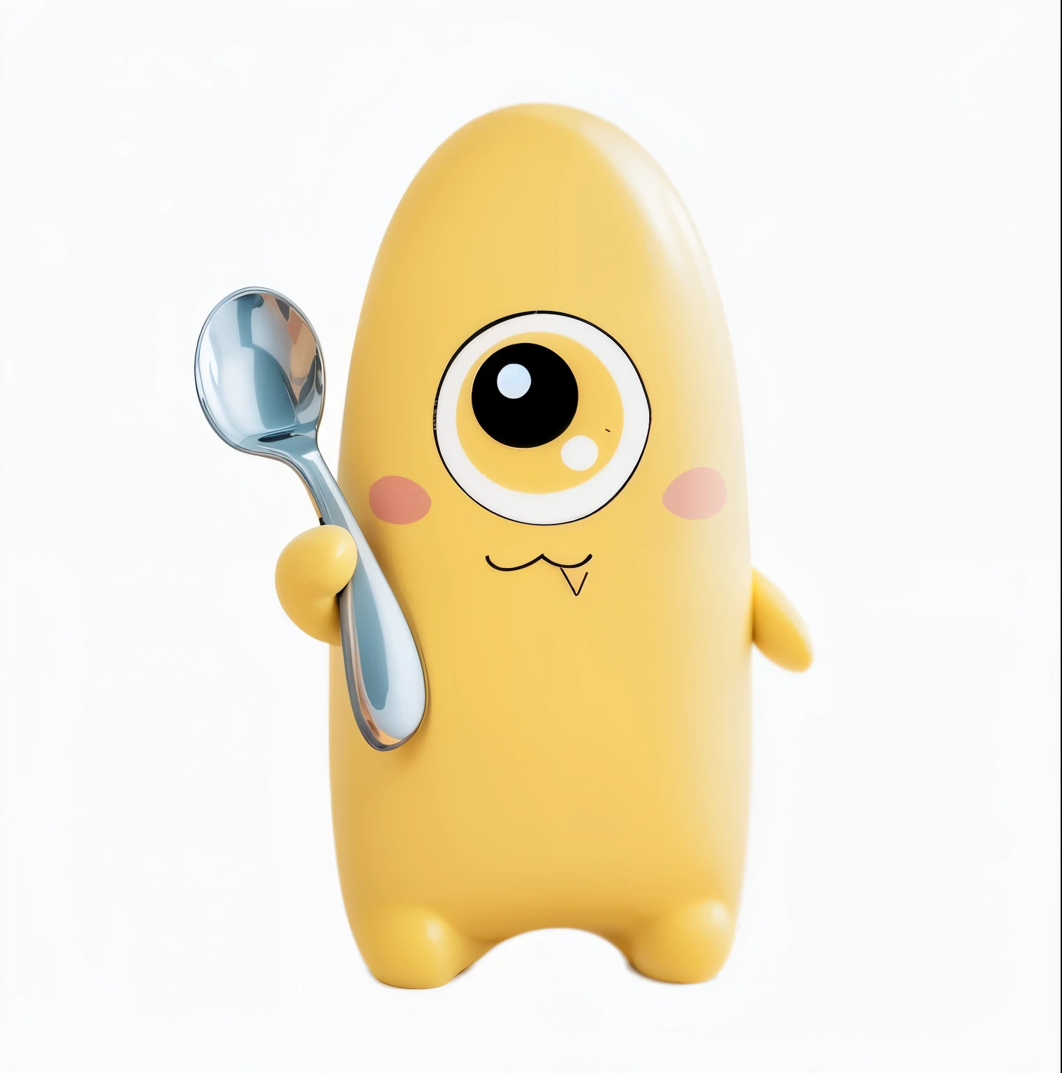 Blind box toy style,A cute doll,cute face,Holding a spoon,Three-dimensional body,high quality,soft light