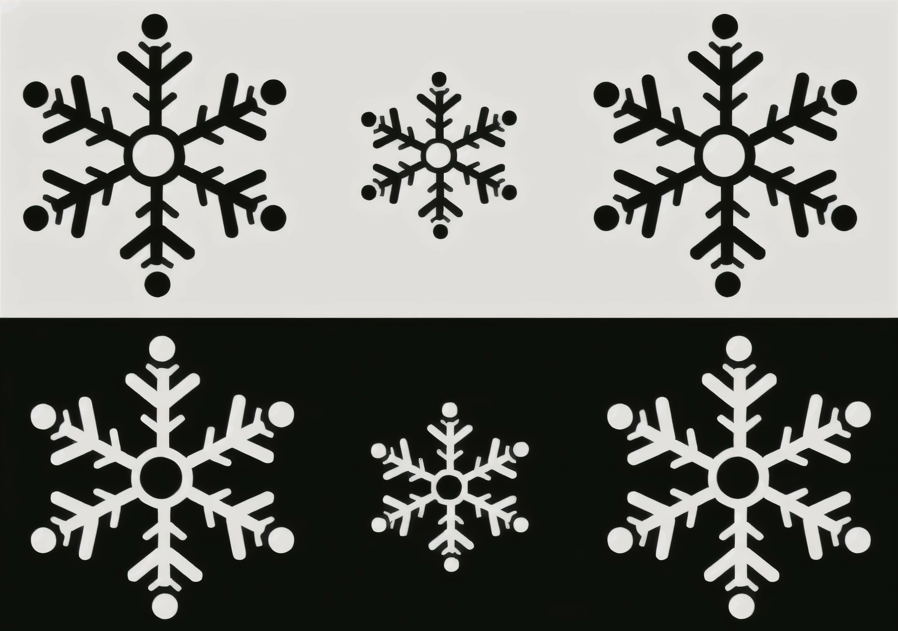 a close up of a snowflake with different shapes and sizes, snowflakes, (snow), snowflakes falling, jungian symbols of winter, icon black and white, black and white vector art, simple illustration, created in adobe illustrator, black and white vector, svg vector art, vectorized, vectorised, snowy, made in adobe illustrator, made with illustrator, snow