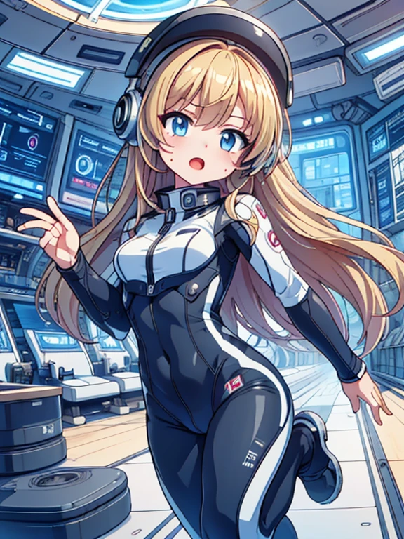 top-quality,Top image quality,in 8K,4K,​masterpiece,ultra-detailliert,Beautiful,ultra-quality, best quality,high resolution, ultra-detailed,game cg,dutch angle,acrobatic pose,jumping,(inside spacestation,)beautiful detailed eyes,five fingers,headphone,nsfw,a beauty girl,(track uniforms),wet,(steam:1.5),Running form,open open mouth,(blonde hair),(long hair):2,Navel,space_station_interior, exercise_room, futuristic, high_technology, zero_gravity_exercise_equipment, high_resolution_landscape, sleek_design, minimalistic, 8K_resolution, game_cg_style, Dutch_angle, detailed_character, track_uniform, perfect_running_form, intense_expression, detailed_eyes, determination, steam:1.5, beauty, strength, five_fingers, visible_navel, open_mouth, ultra_quality, high_resolution, ultra_detailed,astrovest