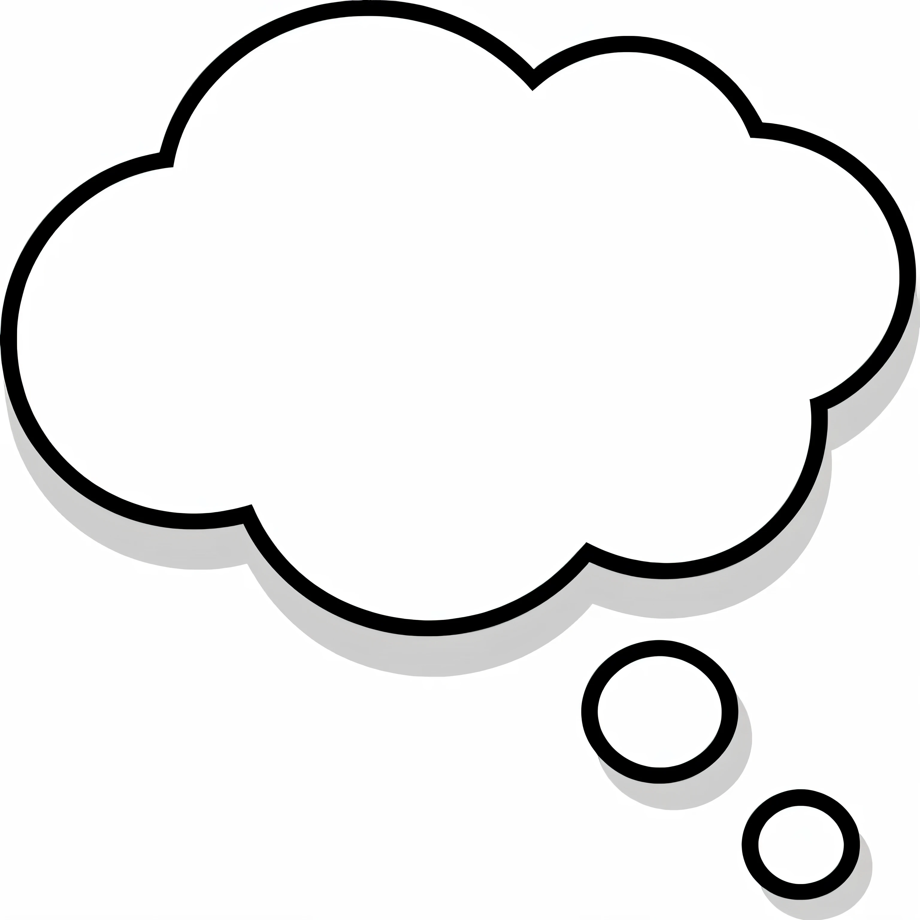 a close up of a thought bubble with a small black dot, cloud, white cloud, logo without text, speech bubbles, high quality image”, clipart, drawn image, svg comic style, thoughts, thoughtful, link, line - art, [ bubbles, thoughtful ), pondering, simple cartoon, high quality image, white outline, thinking pose, uploaded