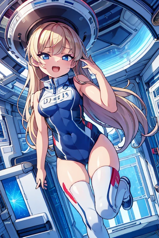 top-quality,Top image quality,in 8K,4K,masterpiece,ultra-detailliert,Beautiful,ultra-quality, best quality,high resolution, ultra-detailed,game cg,dutch angle,(acrobatic pose):5,jumping:5,(inside spacestation,)beautiful detailed eyes,five fingers,headphone,nsfw,a beauty girl,(astrovest):5,(track uniforms),wet,(steam:1.5),Running form,open open mouth,(blonde hair),(long hair):2,Navel,space_station_interior, exercise_room, futuristic, high_technology, zero_gravity_exercise_equipment, high_resolution_landscape, sleek_design, minimalistic, 8K_resolution, game_cg_style, Dutch_angle, detailed_character, track_uniform, perfect_running_form, intense_expression, detailed_eyes, determination, steam:1.5, beauty, strength, five_fingers, visible_navel, open_mouth, ultra_quality, high_resolution, ultra_detailed,astrovest