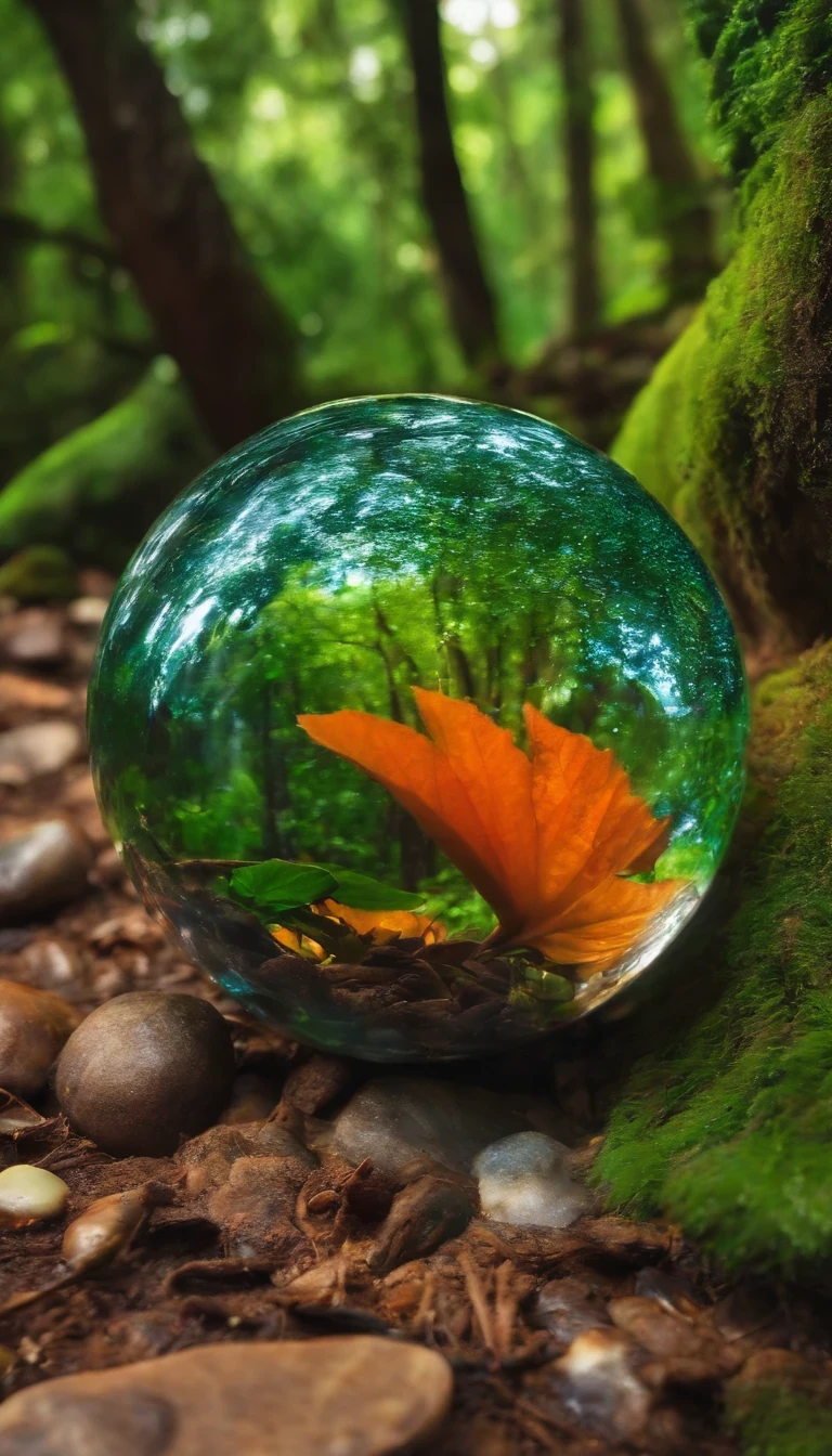 Uma pedra um cristal perdido na floresta