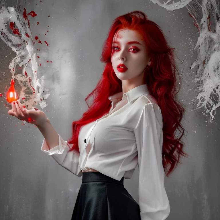A young woman with orange hair throwing a shattered heart away