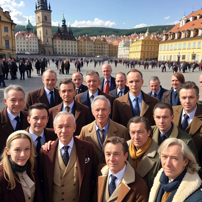 a perfect group of czechs. focus on the characters' faces