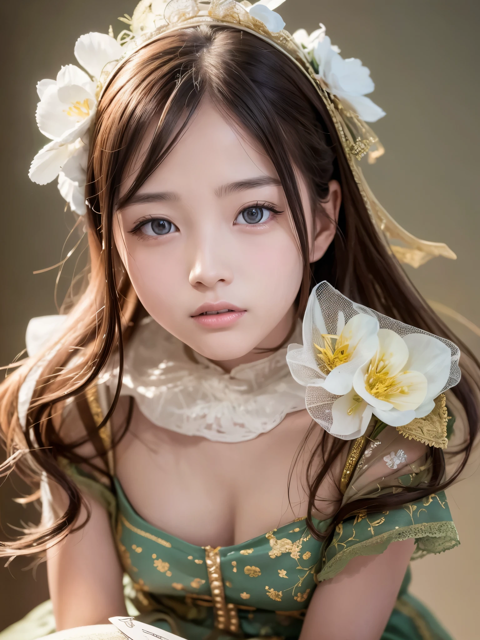 白いdressと紫のdressを着てポーズをとる女性、23 years old、(自然でdetailed face立ち、beautiful and detailed eyes、beautiful and dense lips、very detailed eyes、detailed face、long eyelashes)(8K resolution)、High resolution、masterpiece:1.2 )、Super detailed、(real、photorealistic、photorealistic: 1.37)、princess cut、belle delphine、dress、8K!!、fantastic lighting、bright colors、squatting down