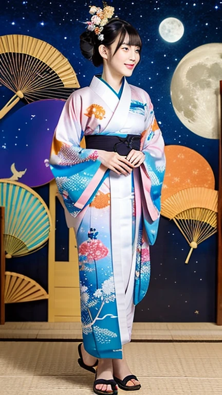 moon woman wearing kimono universe Ukiyo-e