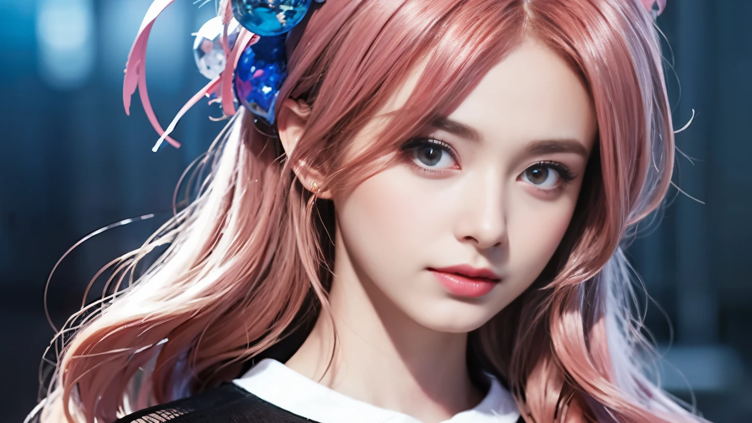 A unique and diverse fashion t-shirt with a vibrant pink hue, featuring a colorful hair design that captures all the colors of the rainbow. The vertical painting style adds an interesting twist to the overall look, with large crystal clear eyes that draw you in.
