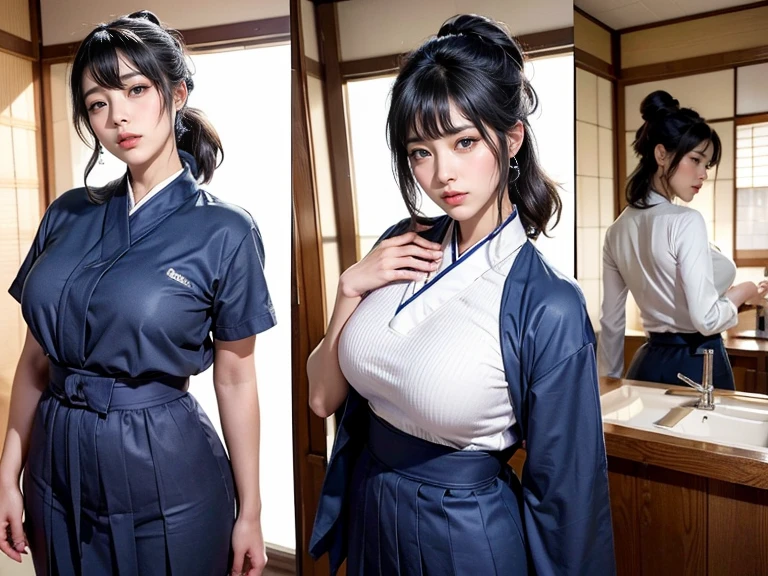 (Beautiful Japan and cute Japan),Plump, 40~50 years old, obscenity, (Huge breasts:1.4),Curvaceous, Oofunder, short shoulder-length hair、Pleated Ultra Mini Skirt