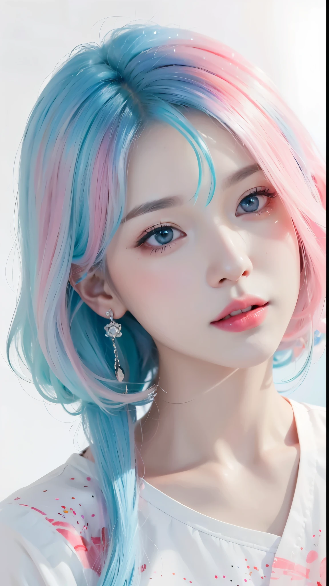 un primer plano de una persona con cabello rosa y azul, estilo animado. 8K, inspirado en Yanjun Cheng, estilo anime realista 3d, obra de arte al estilo de guweiz, retrato realista kawaii, realistic art style, tendencia en cgstation, estilo animadod 3d, 8K high quality detailed art, realism artistic style, realistic anime art style
