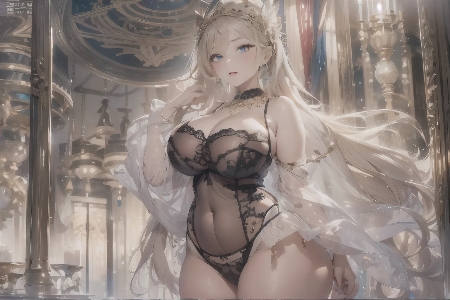 40-year-old mature woman、sensual curves、huge breasts、thighs、bubble、お尻のmasterpiece, 最high quality, Super detailed, full body shot, mature woman, 美しい mature woman, nightgown and underwear, enchanting smile, thick lips, plump lips, blush, looking at the viewer, provocative expression, beautiful hairstyle, cleavage, Plump、curvy hips、attractive face、naughty face、sexy lingerie 、an inviting gaze、expression of emotions、lewd underwear、erotic see-through lingerie set、Standing position、gorgeous accessories 、big breastsの女性, bare shoulders, golden hair, colored feather, metal ornaments, colored flowers, particle, light, (masterpiece, 最high quality, 最high quality, official art, beautiful and aesthetic:1.2), (1 girl:1.3), very detailed,(fractal art:1.1),(colorful:1.1)(flowers:1.3),most detailed,(tangled:1.2), (dynamic pose), (abstract background:1.3), (shiny skin), (lots of colors :1.4), ,(earrings:1.4), (feather:1.4),masterpiece, 最high quality, Super detailed, 30~40 years, full body shot, mature woman, 美しい mature woman, nightgown and underwear, enchanting smile, thick lips, plump lips, blush, looking at the viewer, provocative expression, short hairstyle, cleavage, Plump、curvy hips、attractive face、naughty face、sexy lingerie 、an inviting gaze、expression of emotions、lewd underwear、erotic see-through lingerie set、Standing position、gorgeous accessories、different hairstyles,gold headband,plump breasts,convex buttocks,greek clothing,Tulle covers the chest,perfect balance, Detailed details of the garment,marble,Statue of God,cinematic lighting, film grain, Fuji color, contrast of light and dark, 8K, masterpiece, Super detailed, high detail, high quality, High resolution, 、(((erotic see-through lingerie set)))、gorgeous accessories、raise your butt, from below, (((NSFW:1.2)))、exposed chest、gasping face、openwork decoration,(((see through dress)))、(((anatomically correct body))) , 最high quality, Super detailed, (((lewd underwear)))、raise your butt, from below, (NSFW: 1.4)、exposed chest、(((gasping face)))、openwork decoration,(((see through dress)))、(((R-18)))、feast、swirl、thighs, big breasts, Are standing, cowboy shot, blush, 1 girl, (masterpiece:1.3), (High resolution), (8K), (very detailed), perfect face, Beautiful eyes and face, (((最high quality))), (Super detailed), detailed face and eyes, (alone), High resolution、beautiful eyes,(((sexy pose)))、(((big breasts)))、