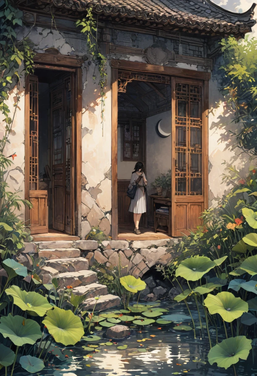 girl, by window, outdoor, moon, realistic, detailed background, (masterpiece, best quality, perfect composition, very aesthetic, absurdres, ultra-detailed, intricate details, Professional, official art, Representative work:1.3), (Animagine:0.01)