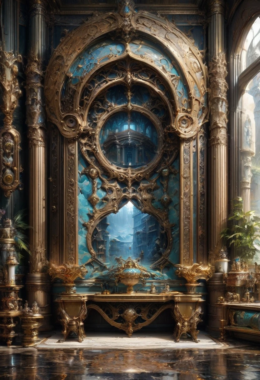 Art Deco, Neoclassical, room, Exquisite decoration, neat and tidy, sort, indoor, realism, detailed background, best quality, masterpiece, very aesthetic, perfect composition, intricate details, ultra-detailed, Animagine