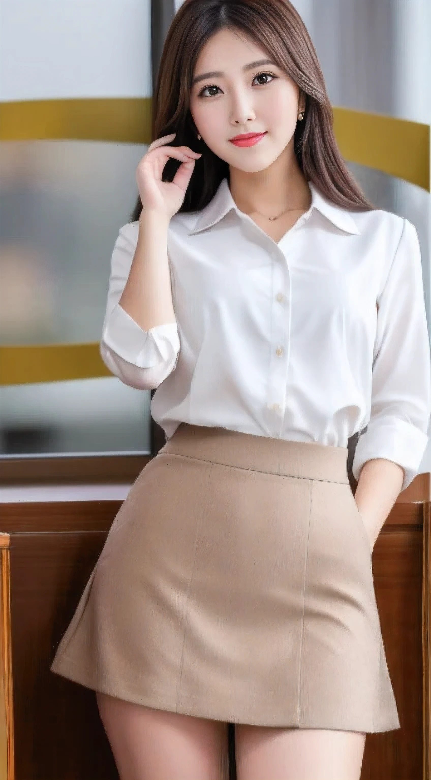 (RAW photo、best quality)、(genuine、photo-genuineistic:1.3)、best quality、masterpiece、very delicate and beautiful、Very detailed CG、unity、8K wallpaper、surprisingly okay、small detailasterpiece、best quality、very detailed eyes and face、detailed and beautiful eyes、facial light、pay attention to your audience、(best quality、8K、32k、masterpiece、UHD:1.2)、cute japanese women pictures、fine double eyes、double eyelid、the most beautiful face in the world、hair、big big 、Suit attire、Work style、white blouse、too short black skirt、tight clothes、tight clothes、Boardroom Background、sexy、pin high heels、camel toe、whole body、thick thighs、barefoot、