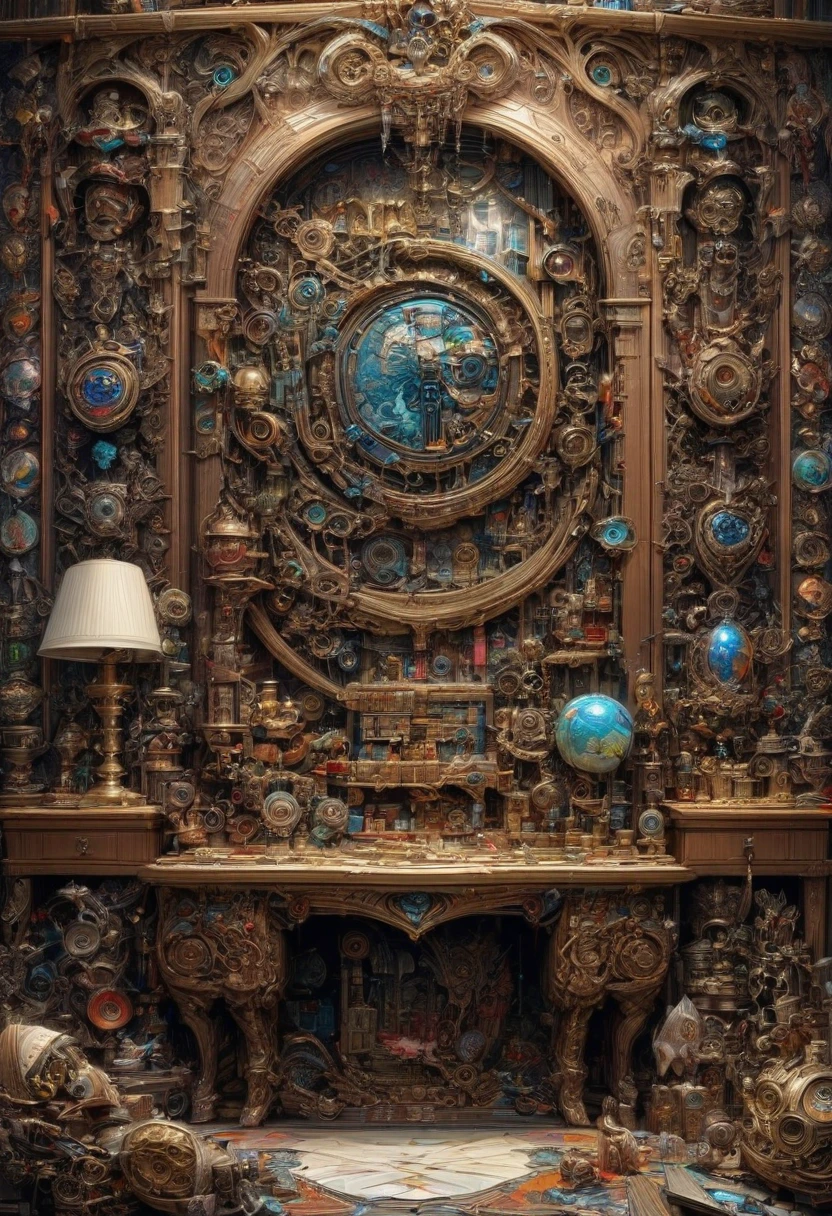 Assemblage, zentagle, room, Exquisite decoration, neat and tidy, sort, indoor, realism, detailed background, best quality, masterpiece, very aesthetic, perfect composition, intricate details, ultra-detailed, Animagine