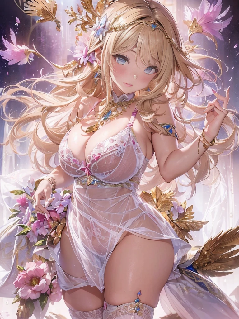 beautiful美しさ, 3D 2 dimensions, rich, blonde, skirt, stockings, high heels, poison、star、star、(Highly detailed CG Unity 8K wallpaper),(masterpiece), (最high quality), (Super detailed), (best illustration),(best shadow), (sharp eyeliner, eye shadow, fine eye:1.1), (超High resolution,realistic,最high quality,realistic),(8K,Raw photo,最high quality,マstarプル),mature woman、sensual curves、huge breasts、thighs、bubble、お尻のmasterpiece, 最high quality, Super detailed, full body shot, mature woman, beautiful mature woman, nightgown and underwear, enchanting smile, thick lips, plump lips, blush, looking at the viewer, provocative expression, beautiful髪型, cleavage, Plump、curvy hips、attractive face、sexy lingerie、an inviting gaze、expression of emotions、lewd underwear、(((erotic see-through lingerie set)))、Standing position、gorgeous accessories 、big breastsの女性, bare shoulders, golden hair, colored feather, metal ornaments, colored flowers, particle, light, (masterpiece, 最high quality, 最high quality, official art, beautiful and aesthetic:1.2), (1 girl:1.3), very detailed,(fractal art:1.1),(colorful:1.1)、(flowers:1.3),most detailed,(tangled:1.2), (dynamic pose), (abstract background:1.3), (shiny skin), (lots of colors :1.4), ,(earrings:1.4), (feather:1.4),masterpiece, 最high quality, Super detailed, 30~40 years, full body shot, beautiful 、different hairstyles,gold headband,plump breasts,beautiful butt,greek clothing,Tulle covers the chest,perfect balance, Detailed details of the garment,marble,Statue of God,cinematic lighting, film grain, 8K, masterpiece, Super detailed, high detail, high quality, High resolution,(((NSFW:1.2)))、exposed chest、openwork decoration,(((see through dress)))、(((解剖学的に正しいbody))) , 最high quality, Super detailed, (((lewd underwear)))、raise your butt, from below, (((R-18)))、feast、thighs, big breasts, Are standing, cowboy shot, blush, (((1 girl))), (masterpiece:1.3), (High resolution), (8K), (very detailed), perfect face, Nice eye and face, (((最high quality))), (Super detailed), detailed face and eye, (alone), High resolution、beautifuleye,(((sexy pose)))、(((整ったbig breasts)))、((beautiful eye))、luxury、(((超High resolution)))、(((detailed description)))、(((ぽっちゃりbody型)))、(((解剖学的構造に一致したbodyの部位)))、beautiful長いまつ毛、バランスのとれたbody型、2book arm、2 feet、Just the right size for your legs and arms、Fishnet tights、glamorous、(((Clear white and black eye)))、lipstick、Sparkling、(Undistorted face, eye, body)、jewelry、gem、(長くカールしたbeautifulまつ毛)、(((バランス良いbeautiful胸)))、(transparent, Exquisite skin:1.2)、(((16:Nine angles of view for optimal composition)))