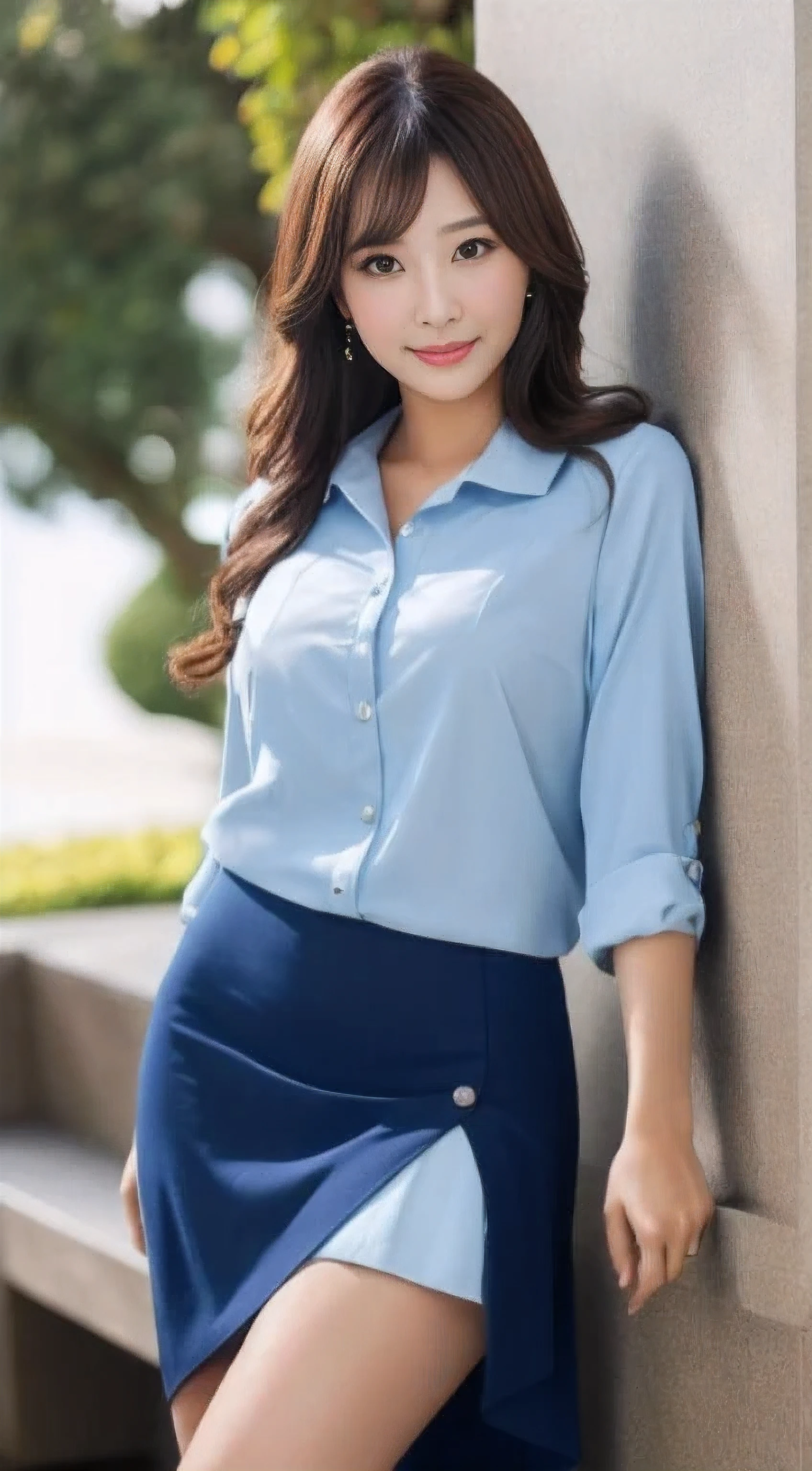(RAW photo、best quality)、(genuine、photo-genuineistic:1.3)、best quality、masterpiece、very delicate and beautiful、Very detailed CG、unity、8K wallpaper、surprisingly okay、small detailasterpiece、best quality、very detailed eyes and face、detailed and beautiful eyes、facial light、pay attention to your audience、(best quality、8K、32k、masterpiece、UHD:1.2)、cute japanese women pictures、fine double eyes、double eyelid、the most beautiful face in the world、hair、big breasts、Suit attire、Work style、light blue blouse、too short black skirt、tight clothes、tight clothes、Boardroom Background、sexy、pin high heels、camel toe、whole body、thick thighs、barefoot、