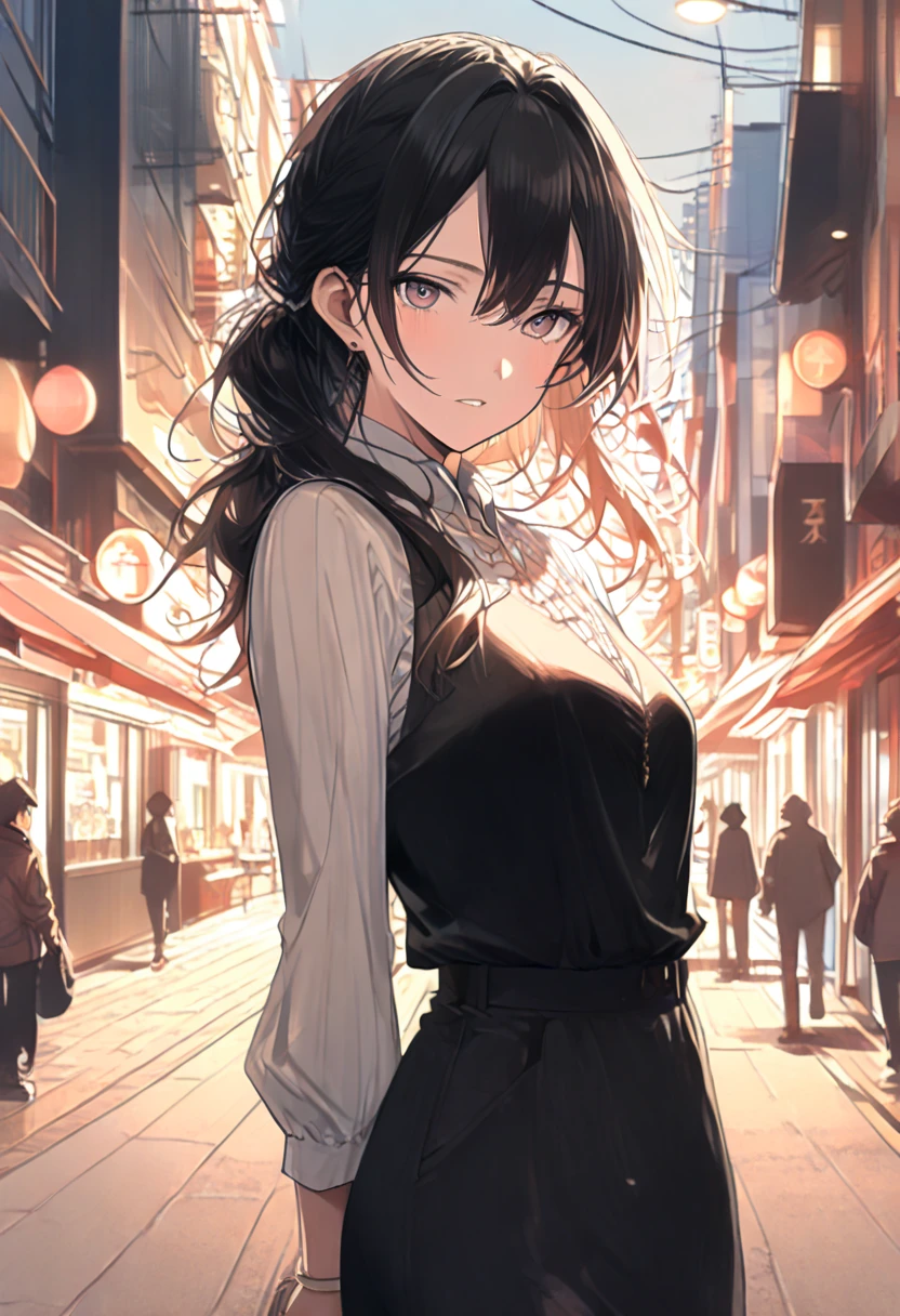 girl, outdoor, starry sky, by Tsukasa Hojo, realistic, detailed background, (masterpiece, best quality, perfect composition, very aesthetic, absurdres, ultra-detailed, intricate details, Professional, official art, Representative work:1.3), (Animagine:0.01)