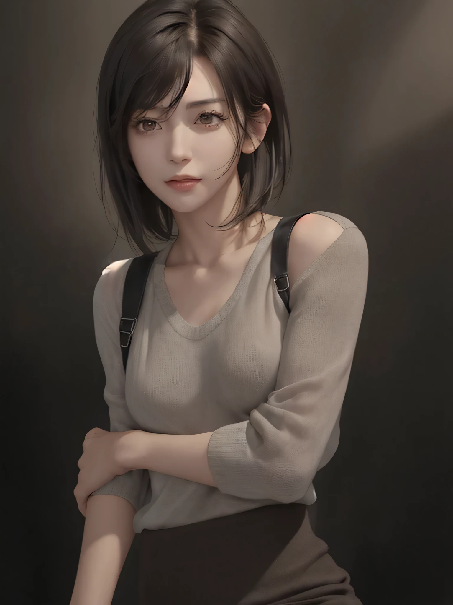 himeno, eyepatch, green hair, blue eyes, medium hair, bangs,
black eyes, beautiful, beautiful woman, perfect body, perfect breasts, wearing an oversized white t-shirt, short jeans, wearing a handbag, a watch, wearing earrings, cozy shop there, department store, ponytail, looking at the viewer, a little smile, realism, masterpiece, textured skin, super detail, high detail, high quality, best quality, 1080p, 16k