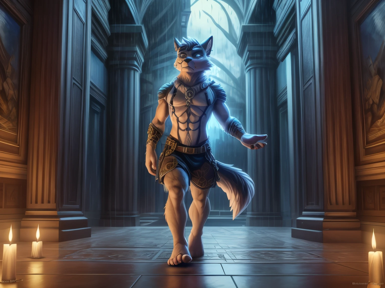 (((Barefoot furry character, full body, cinematic setting, furry male))) Girl my body don't lie, I'm outta my mind Let it rain over me, I'm rising so high Out of my mind So let it rain over me BREAK, detailed background, 8K, (masterpiece:1.5), intricate details, highly detailed, extreme detail, octane render, fine art, best quality, highres, (detailed face:1.5), ((full_body)), UHD, (((perfect hands)))