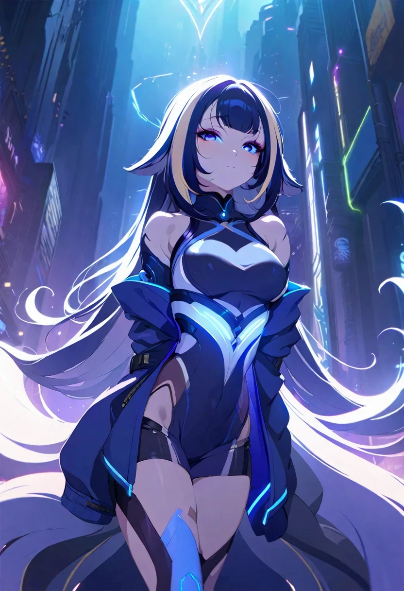 (((shylily))),(best quality, masterpiece:1.4), extremely details 8K unity CG wallpaper, high resolution, (anime style, 2D illustration), 1 girl, (cyberpunk impact), bad girl,